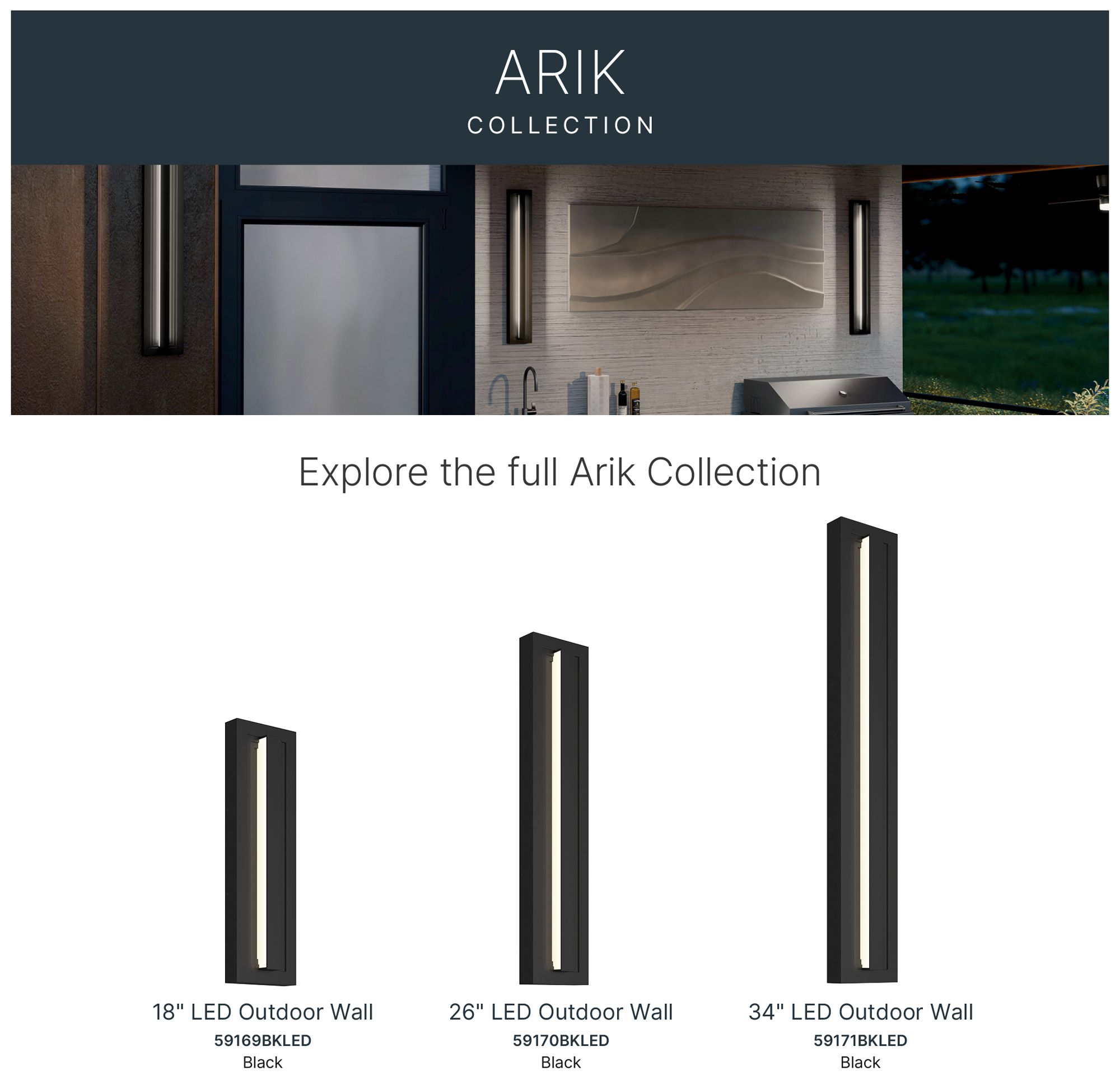 Kichler Arik 34.25" 1-Light LED Outdoor Wall Light in Black