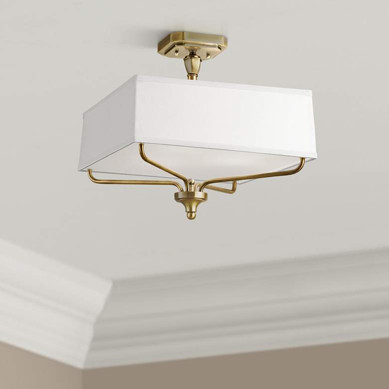 Image 1 Kichler Arlo 15 inch Wide Natural Brass Square Ceiling Light