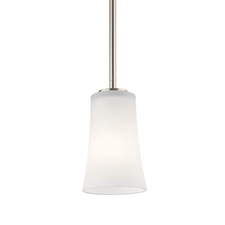 Image 3 Kichler Armida 4.8 inch Wide Brushed Nickel and White Glass Mini Pendant more views