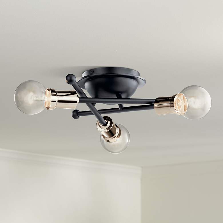 Image 1 Kichler Armstrong 15" Wide Black 3-Light Ceiling Light