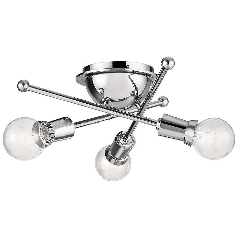 Image 2 Kichler Armstrong 15 inch Wide Chrome 3-Light Ceiling Light