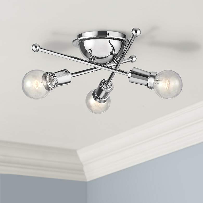 Image 1 Kichler Armstrong 15 inch Wide Chrome 3-Light Ceiling Light