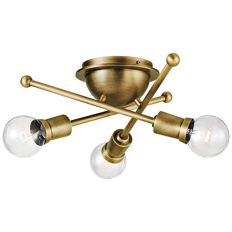 Image 2 Kichler Armstrong 15 inch Wide Natural Brass 3-Light Ceiling Light
