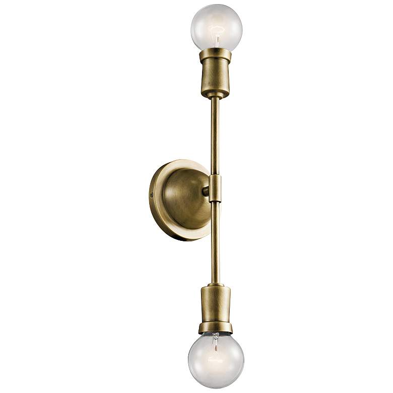 Image 2 Kichler Armstrong 16 3/4 inch High Natural Brass 2-Light Wall Sconce