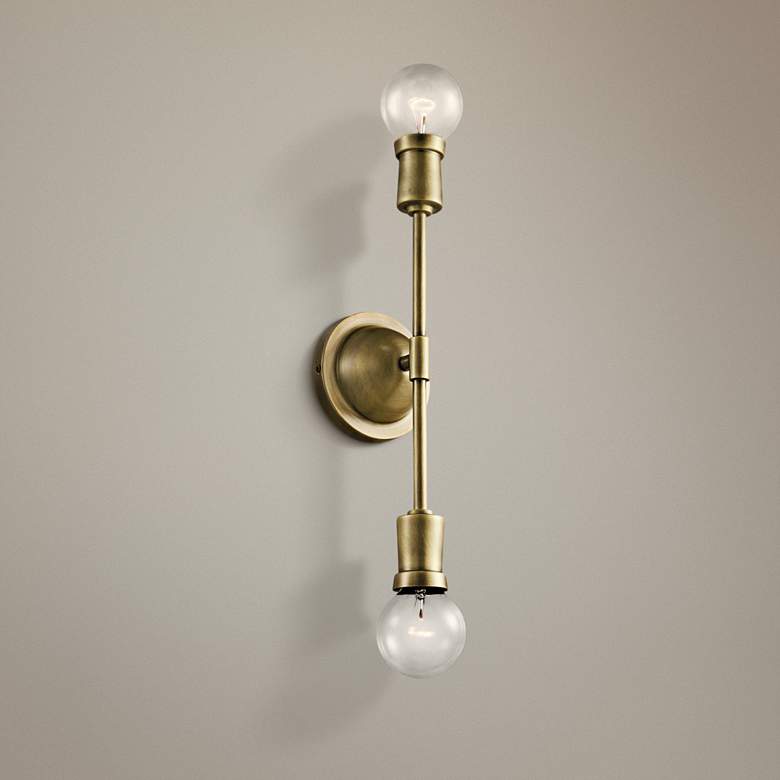 Image 1 Kichler Armstrong 16 3/4 inch High Natural Brass 2-Light Wall Sconce