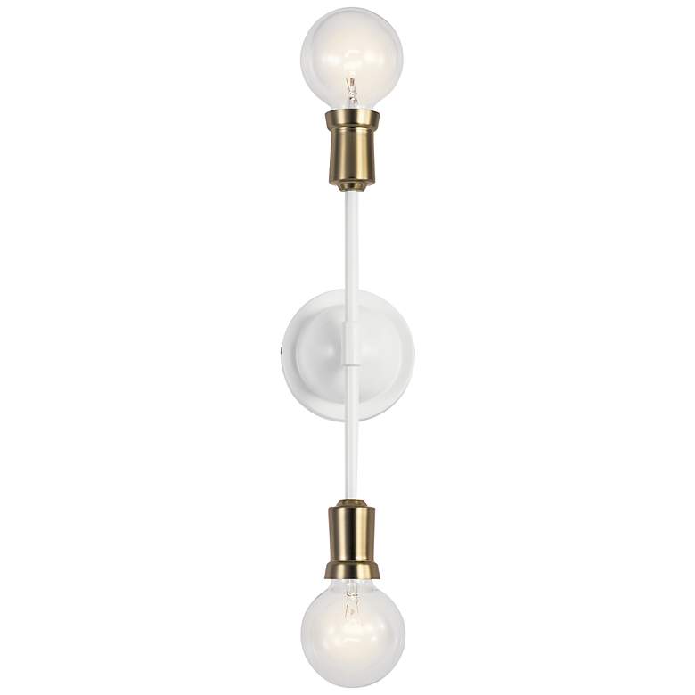 Image 1 Kichler Armstrong 16 3/4 inch High White and Brass 2-Light Wall Sconce