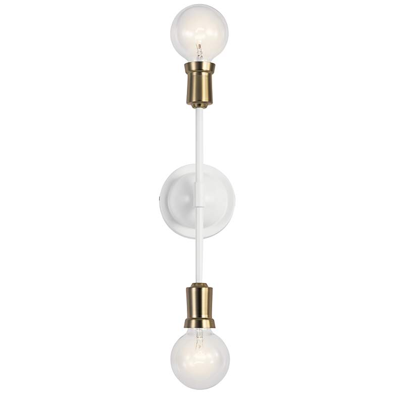 Image 1 Kichler Armstrong 16 3/4" High White and Brass 2-Light Wall Sconce