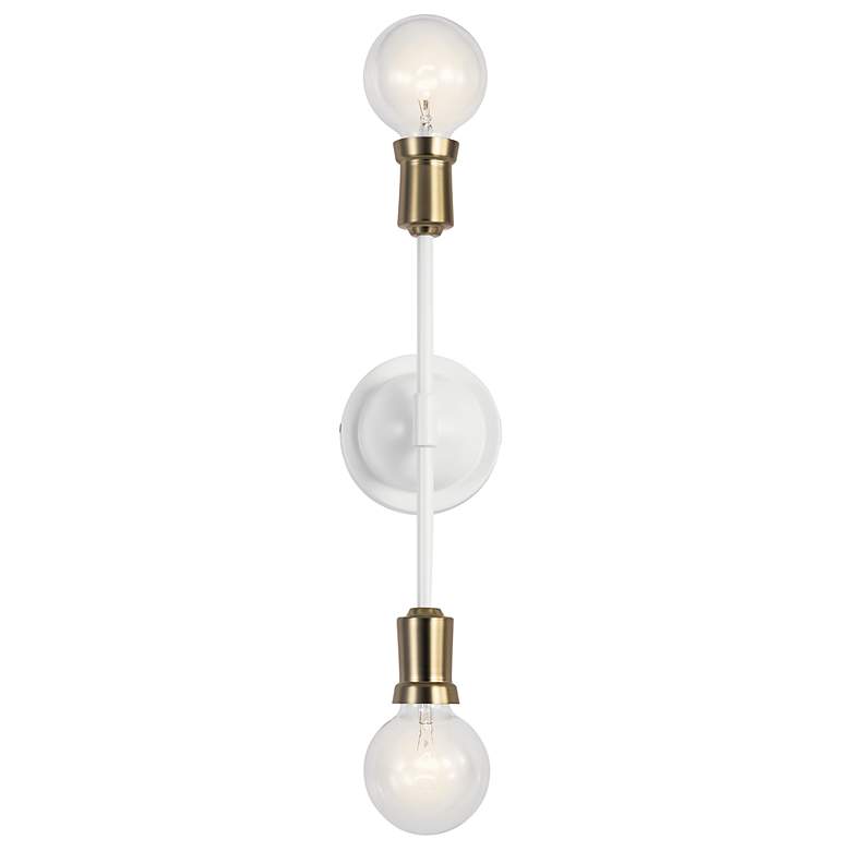 Image 3 Kichler Armstrong 16 3/4 inch High White and Brass 2-Light Wall Sconce more views