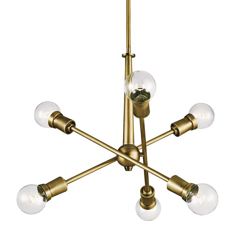 Image 2 Kichler Armstrong 20 inch Wide Natural Brass 6-Light Chandelier