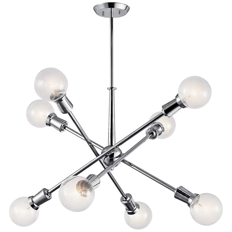 Image 2 Kichler Armstrong 30 inch Wide Chrome Adjustable 8-Light Chandelier