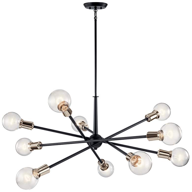 Image 2 Kichler Armstrong 47 inch Wide Black 10-Light Modern Sputnik Chandelier