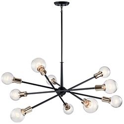 Kichler Armstrong 47" Wide Black 10-Light Modern Sputnik Chandelier