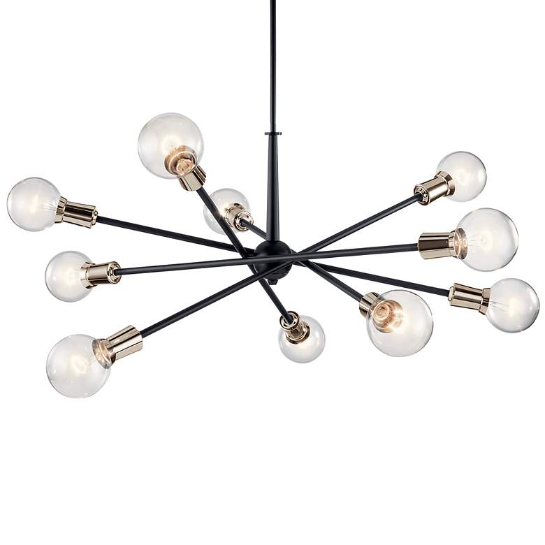 Image 3 Kichler Armstrong 47 inch Wide Black 10-Light Modern Sputnik Chandelier more views