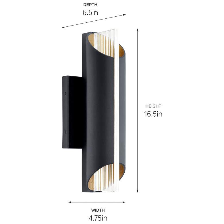 Image 1 Kichler Astalis 16.5" Modern LED Gold and Black Outdoor Wall Light