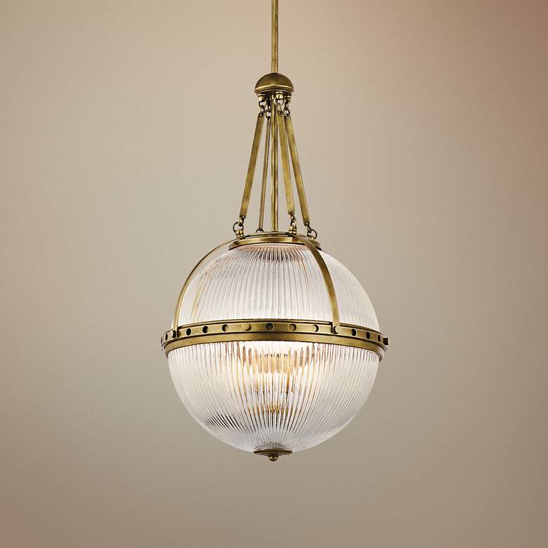 Image 1 Kichler Aster 15 1/4"W Natural Brass Orb 3-Light Pendant