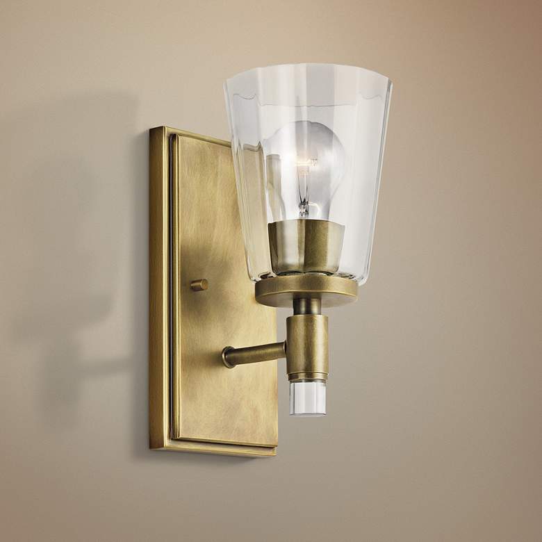 Image 1 Kichler Audrea 10" High Natural Brass Wall Sconce