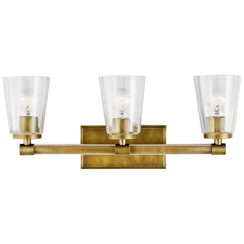 Image 1 Kichler Audrea 23 3/4 inch Wide Natural Brass 3-Light Bath Light