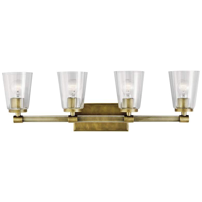 Image 1 Kichler Audrea 30 1/4" Wide Natural Brass 4-Light Bath Light