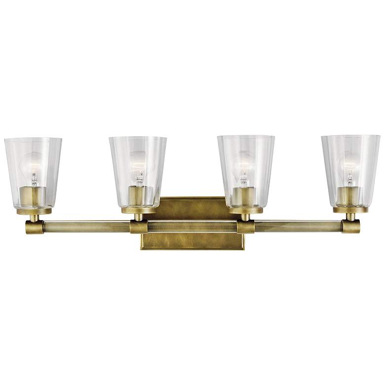 Image 1 Kichler Audrea 30 1/4 inch Wide Natural Brass 4-Light Bath Light