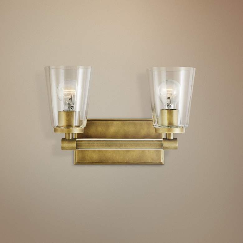 Image 1 Kichler Audrea 9 1/2" High Natural Brass 2-Light Wall Sconce