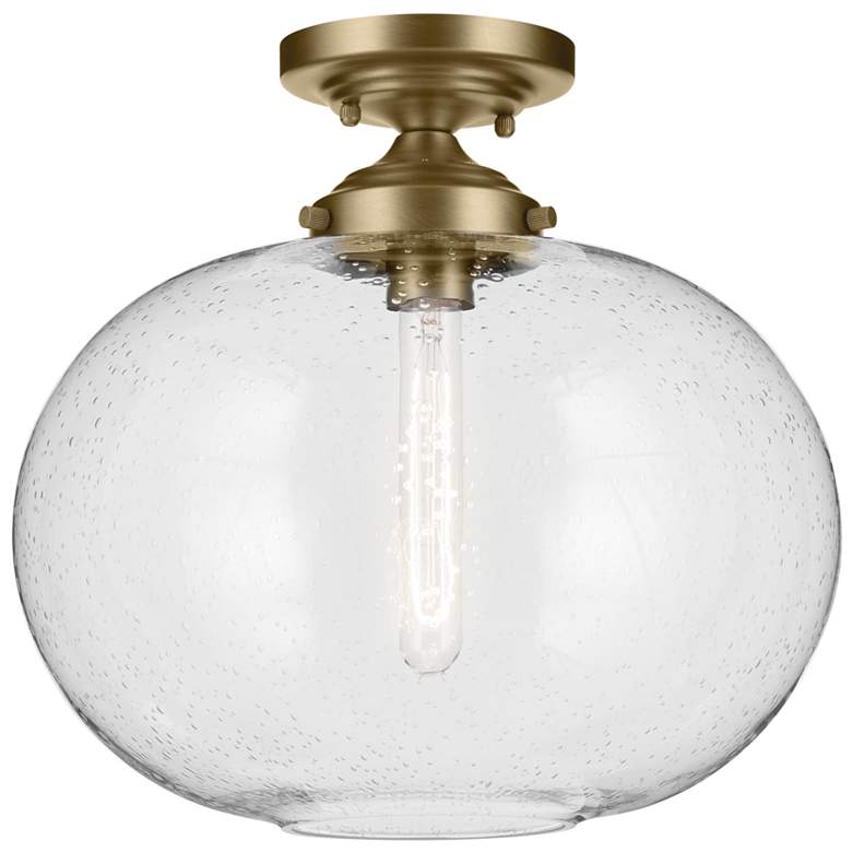Image 1 Kichler Avery 14 1/2" Brass and Clear Seeded Glass Globe Ceiling Light