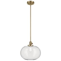 Kichler Avery 14 1/2" Wide Natural Brass Clear Glass Globe Pendant