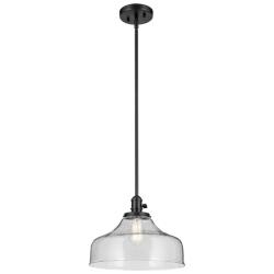 Kichler Avery 14 1/2"W Black Pendant Light w/ Seeded Glass