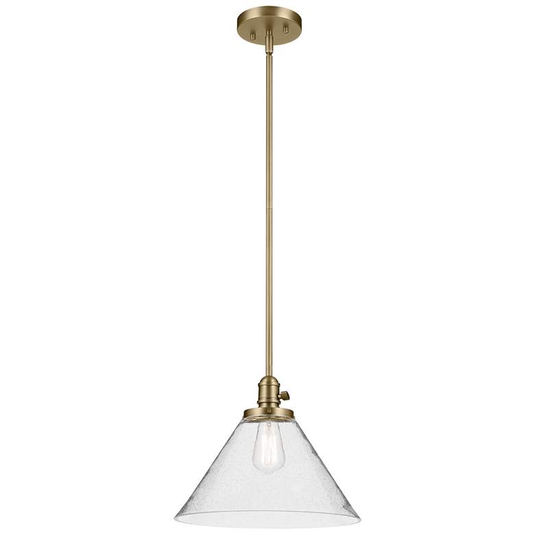 Image 1 Kichler Avery 14" Wide Natural Brass Clear Glass Cone Pendant