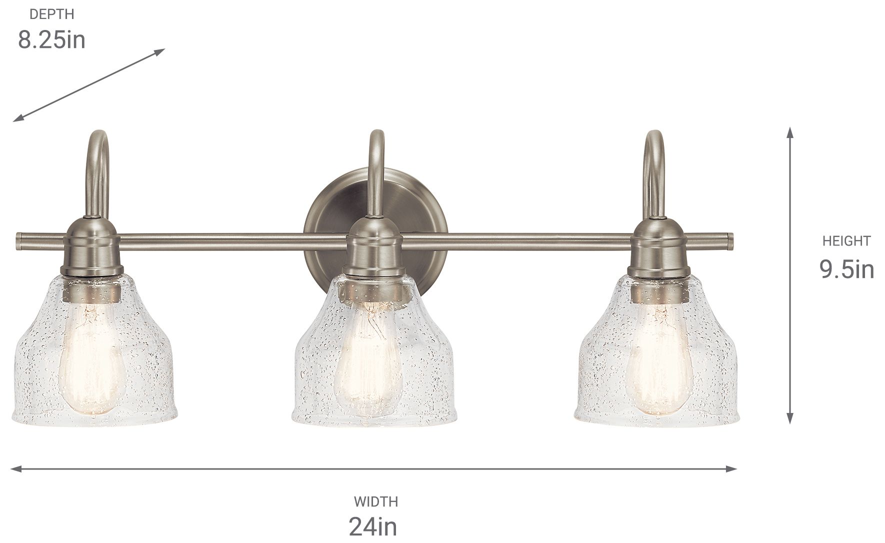 Kichler Avery 24" Wide Brushed Nickel 3-Light Bath Light