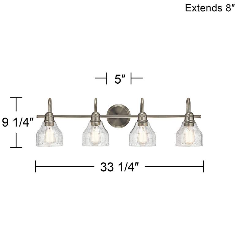 Image 4 Kichler Avery 33 1/4 inch Wide Brushed Nickel 4-Light Bath Light more views