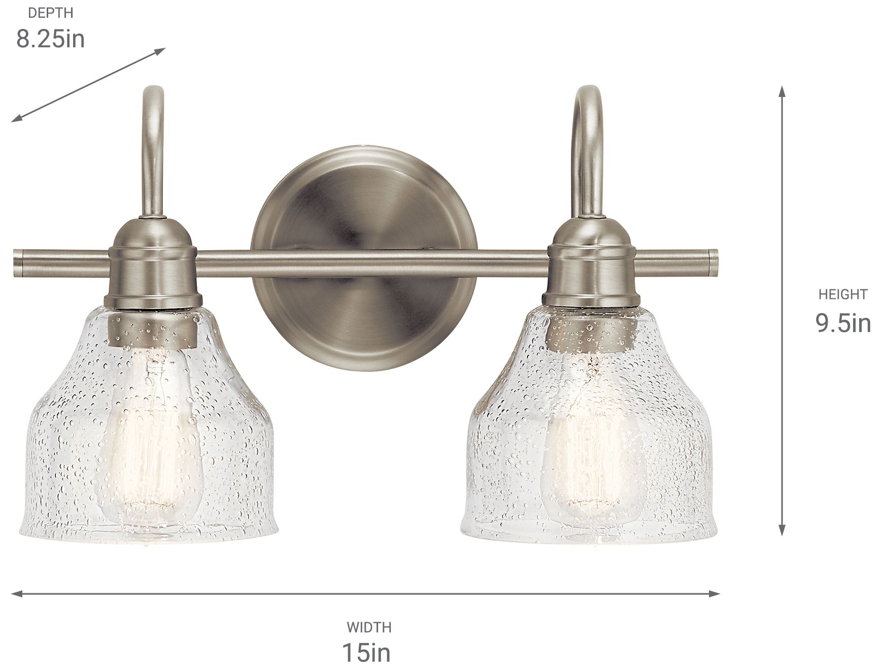 Kichler Avery 9 1/4" High Brushed Nickel 2-Light Wall Sconce