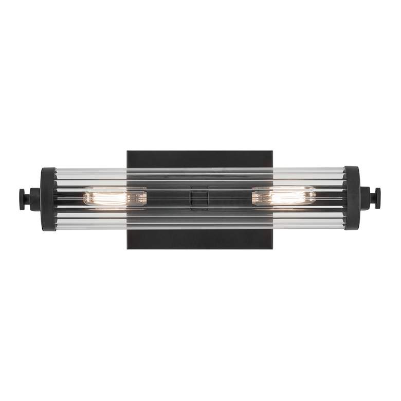Image 2 Kichler Azores 16" 2-Light Clear Fluted Glass and Black Wall Sconce more views
