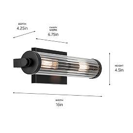 Image3 of Kichler Azores 16" 2-Light Clear Fluted Glass and Black Wall Sconce more views