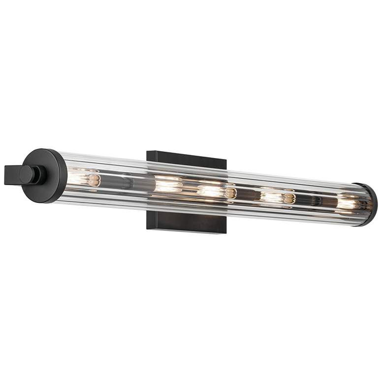 Image 1 Kichler Azores 32" Wide 5-Light Fluted Glass Black Linear Vanity Light