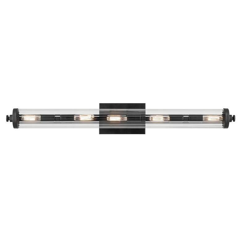Image 2 Kichler Azores 32" Wide 5-Light Fluted Glass Black Linear Vanity Light more views