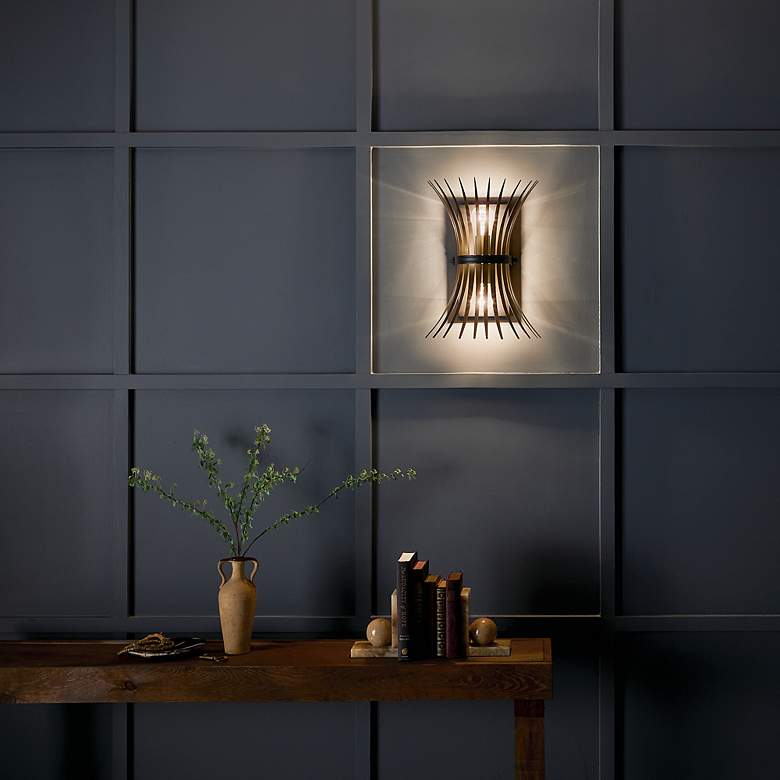 Image 7 Kichler Baile 16 1/4" High Black Brass 2-Light Wall Scone more views