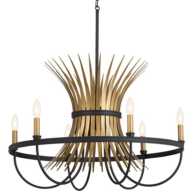 Image 2 Kichler Baile 29.3 inch Wide 6-Light Black and Gold Pendant