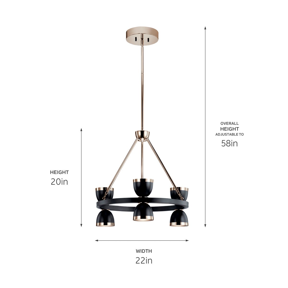 Image 4 Kichler Baland Black Chandelier 6Lt LED more views