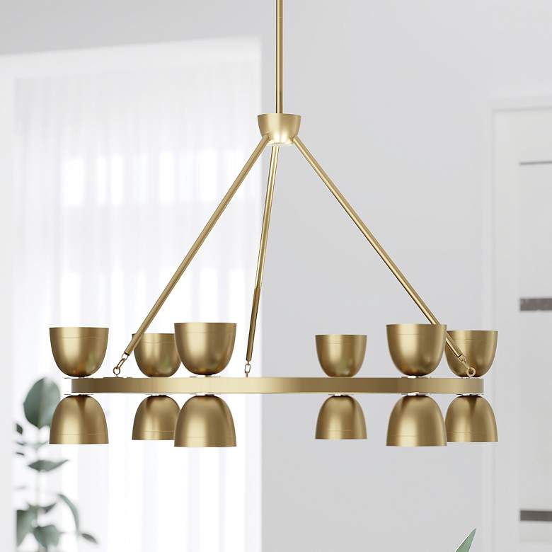 Image 1 Kichler Baland Brushed Natural Brass Chandelier 12Lt LED