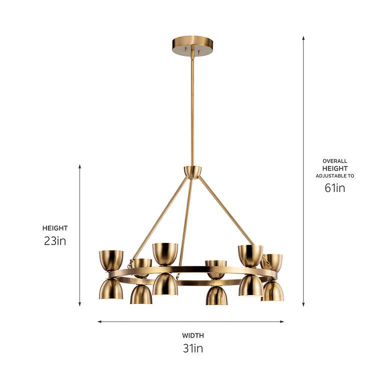 Image 5 Kichler Baland Brushed Natural Brass Chandelier 12Lt LED more views