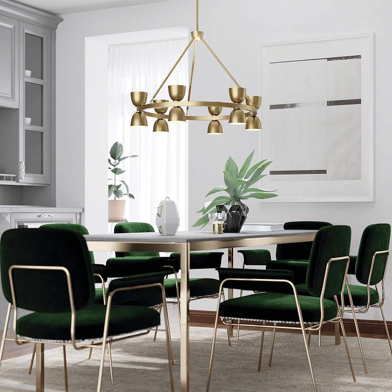 Image 6 Kichler Baland Brushed Natural Brass Chandelier 12Lt LED more views