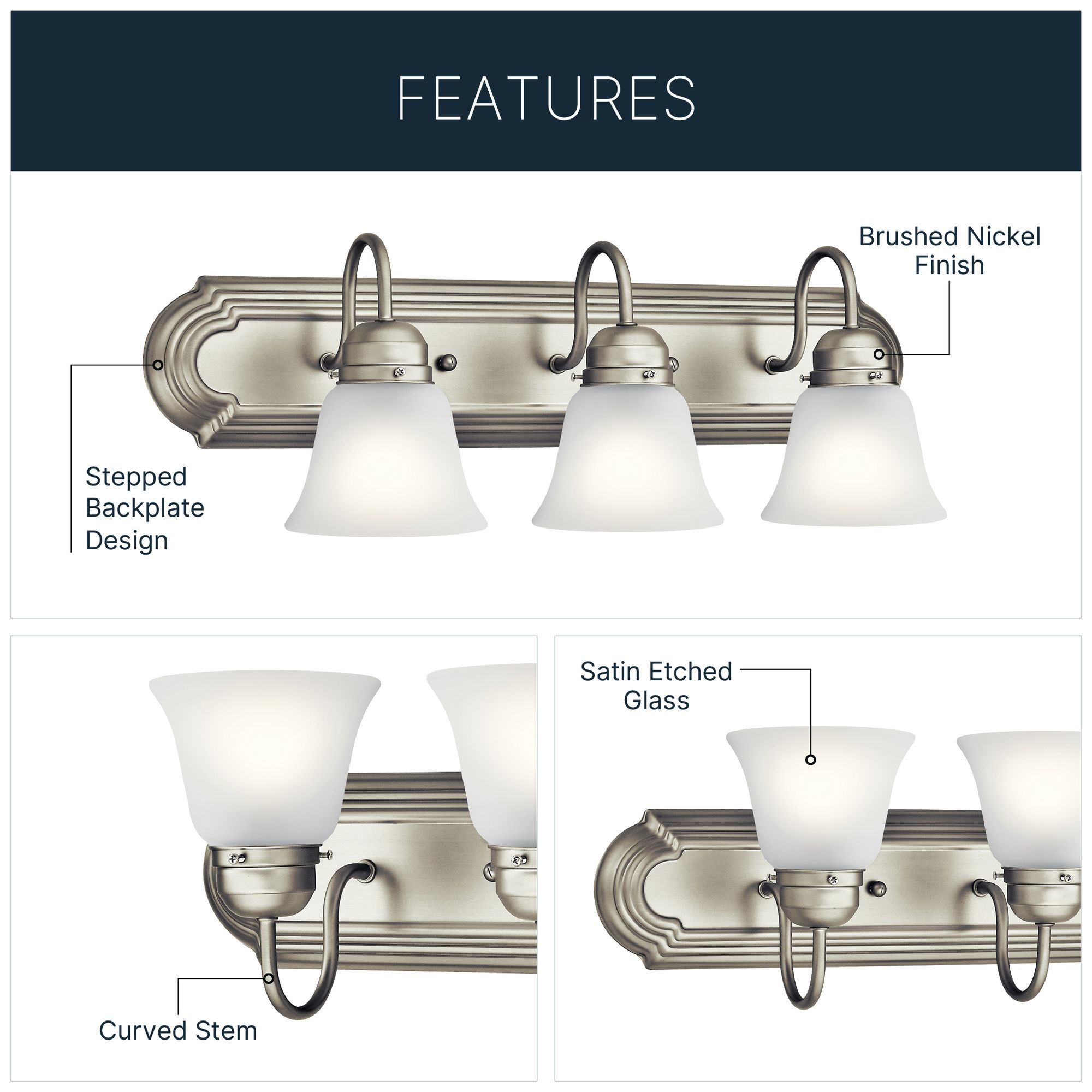 Kichler Barnes 24" Wide Brushed Nickel 3-Light Bath Light