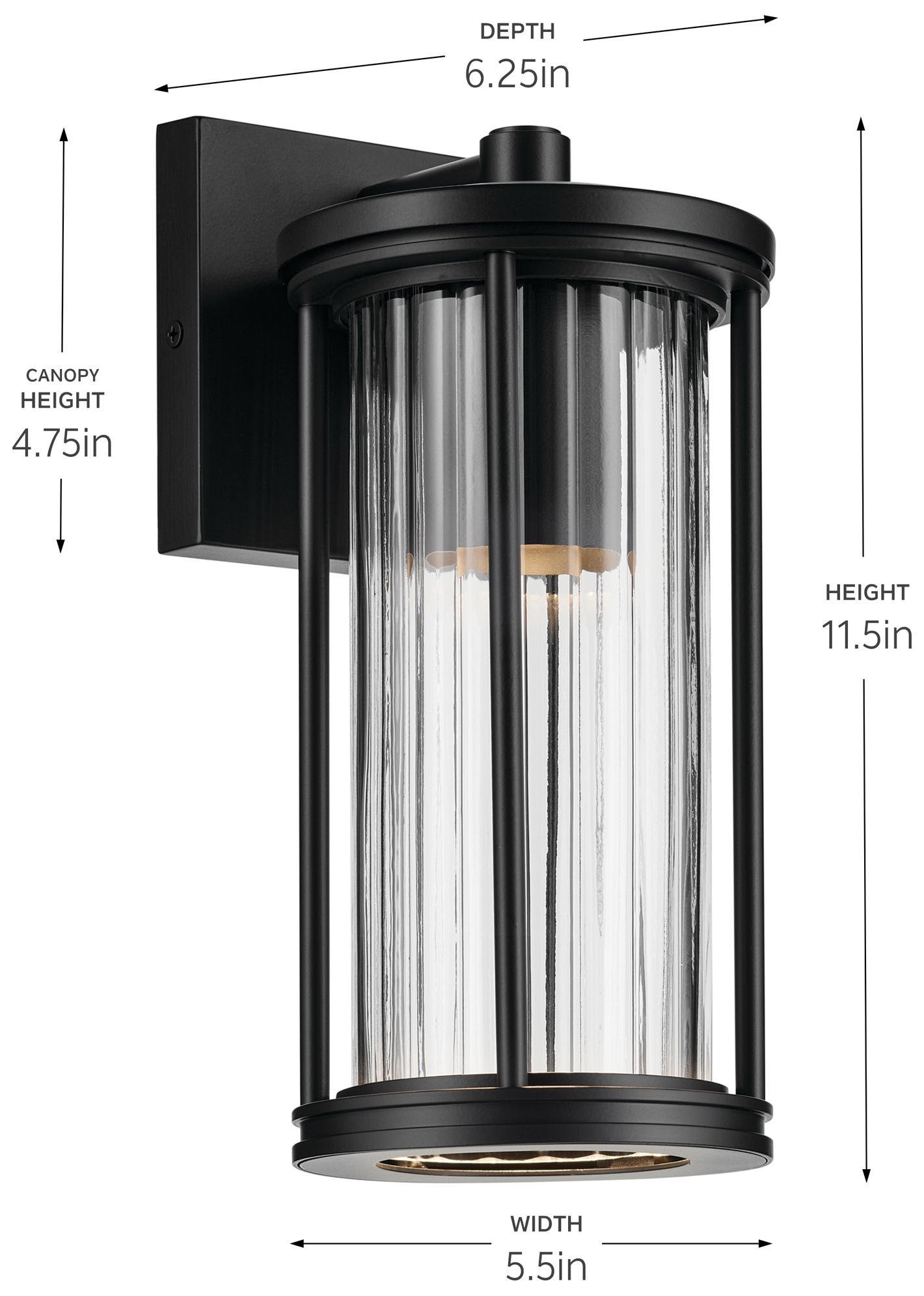 Kichler Barras 11.5" 1-Light Outdoor DarkSky Black Wall Sconce