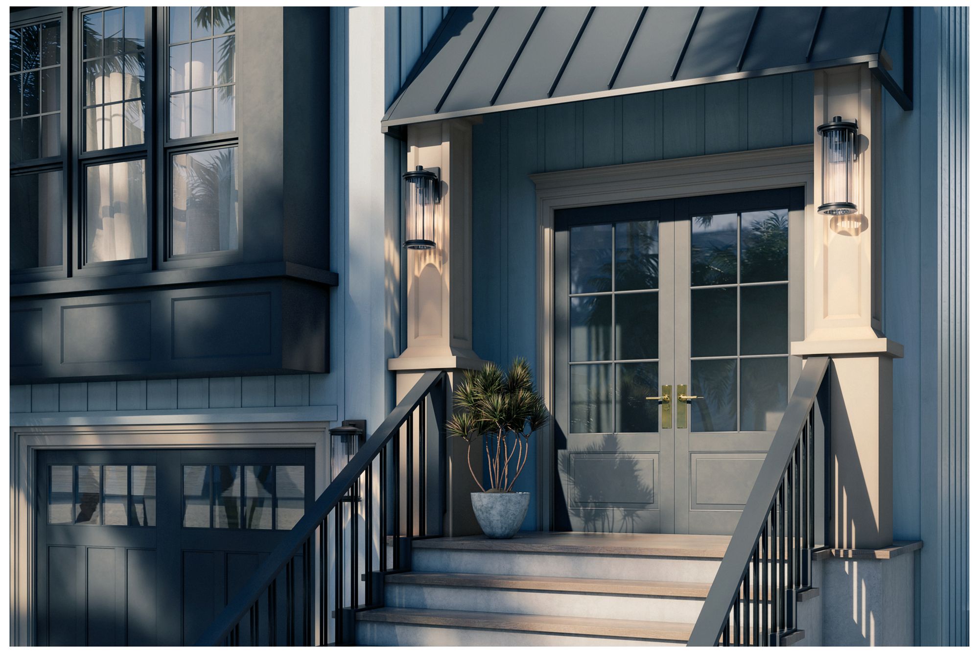 Image 3 Kichler Barras 16" 1-Light Outdoor DarkSky Black Wall Sconce more views