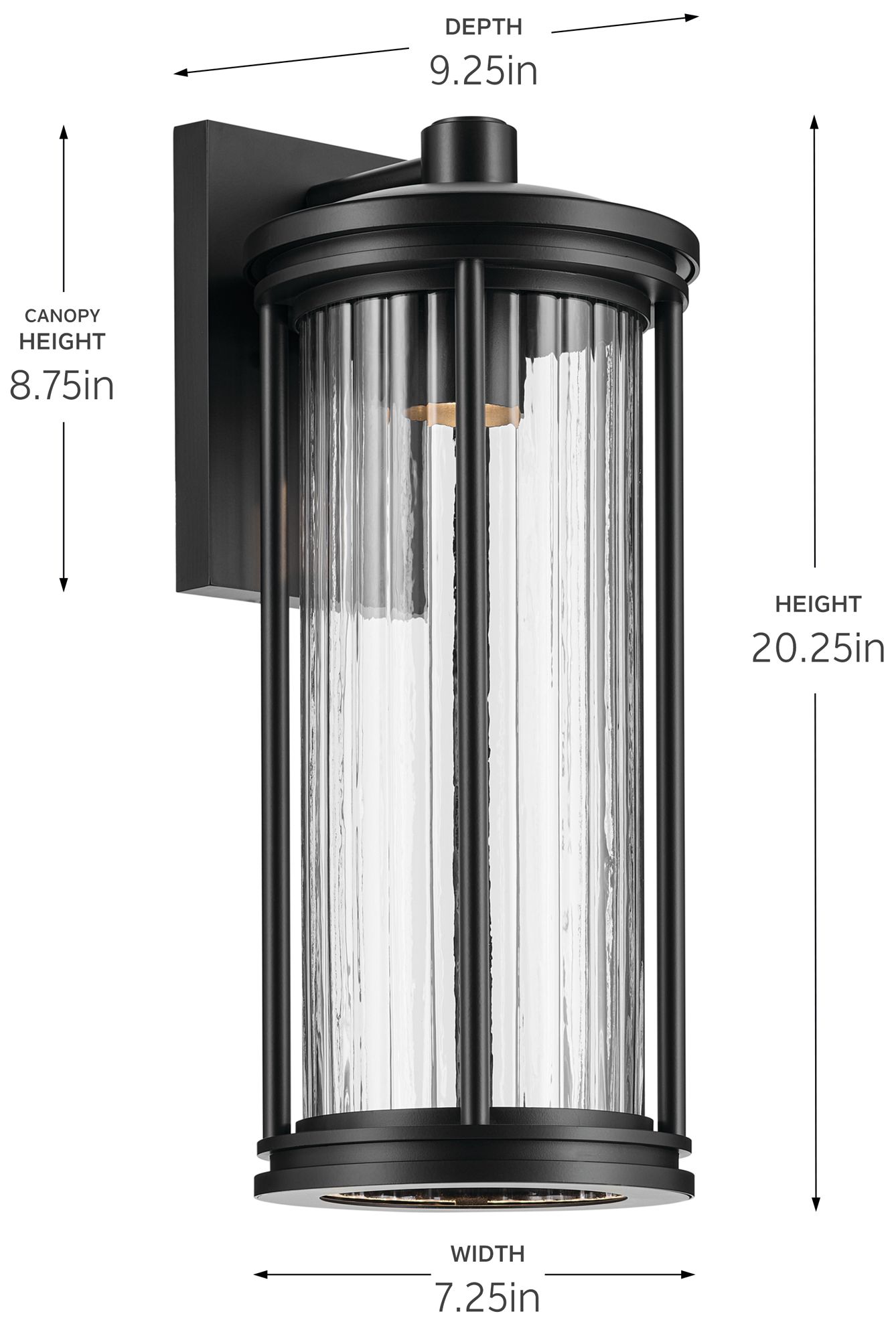 Kichler Barras 16" 1-Light Outdoor DarkSky Black Wall Sconce