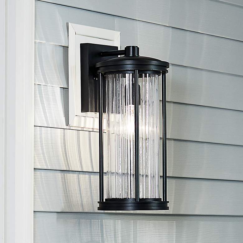 Image 1 Kichler Barras 16" High Black Outdoor Wall Light