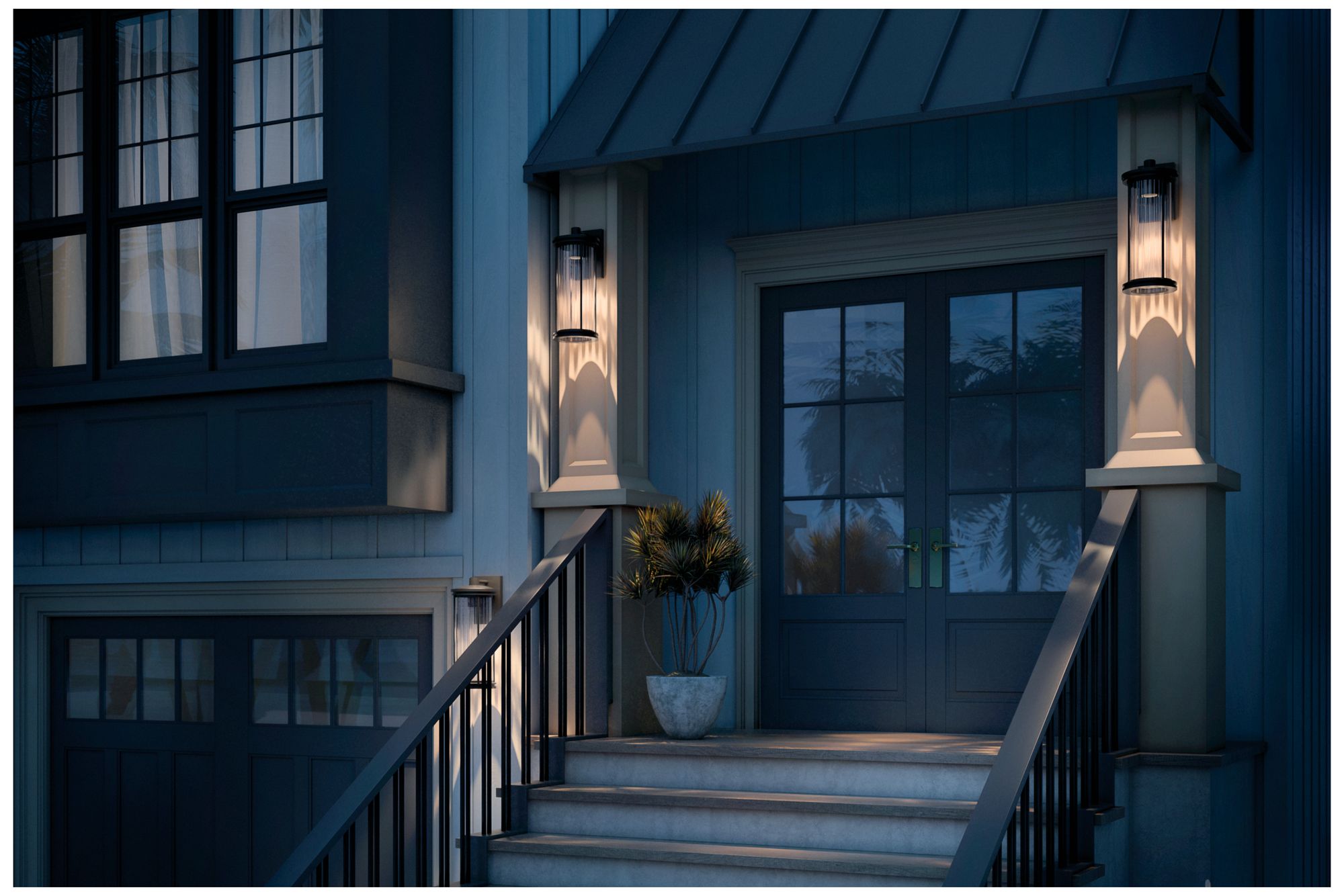 Image 4 Kichler Barras 20.25" 1-Light Outdoor DarkSky Black Wall Sconce more views