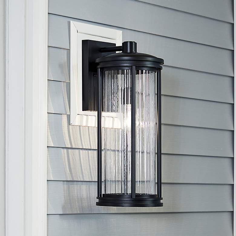Image 1 Kichler Barras 20" High Black Outdoor Wall Light