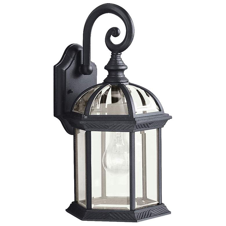 Image 1 Kichler Barrie 15 1/2" High Black Outdoor Lantern Wall Light