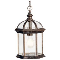 Kichler Barrie 8&quot; Bronze and Glass Outdoor Hanging Lantern Pendant